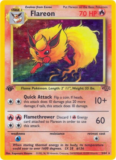 Flareon (3) (Jungle) Medium Play Holofoil Unlimited