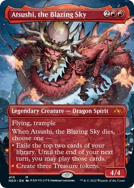 Atsushi, the Blazing Sky (Borderless) (Kamigawa: Neon Dynasty) Light Play Foil