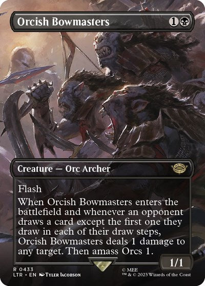 Orcish Bowmasters (Borderless) (Universes Beyond: The Lord of the Rings: Tales of Middle-earth) Light Play Foil