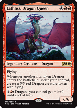 Lathliss, Dragon Queen (Magic 2019 Core Set) Light Play