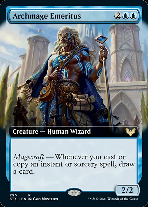 Archmage Emeritus (Extended Art) (Strixhaven) Light Play Foil