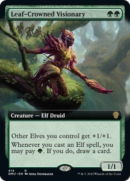 Leaf-Crowned Visionary (Extended Art) (Dominaria United) Light Play