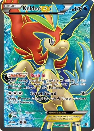 Keldeo EX (142 Full Art) (Boundaries Crossed) Light Play Holofoil