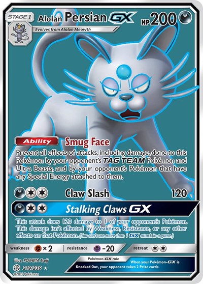 Alolan Persian GX (Full Art) (SM - Cosmic Eclipse) Light Play Holofoil