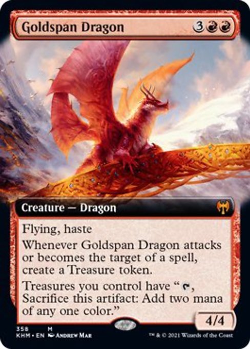 Goldspan Dragon (Extended Art) (Kaldheim) Light Play Foil