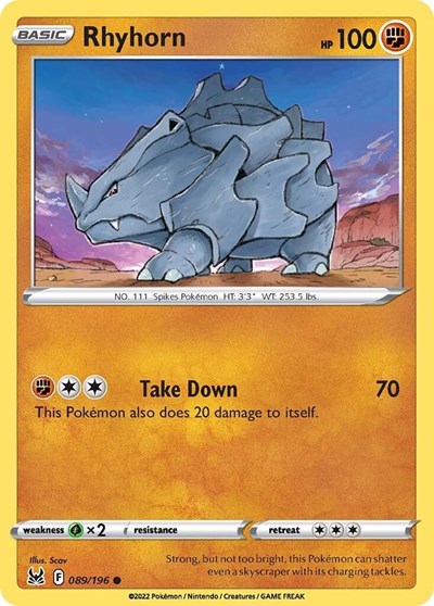 Rhyhorn (SWSH11: Lost Origin) Light Play Reverse Holofoil