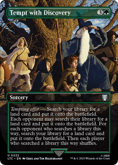 Tempt with Discovery (Borderless) (Commander: The Lord of the Rings: Tales of Middle-earth) Light Play Foil