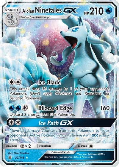 Alolan Ninetales GX (SM - Guardians Rising) Light Play Holofoil