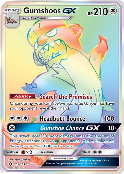 Gumshoos GX (Secret) (SM Base Set) Light Play Holofoil