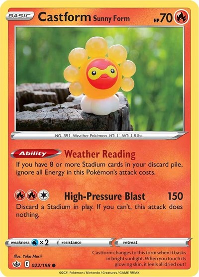 Castform Sunny Form (SWSH06: Chilling Reign) Medium Play Reverse Holofoil