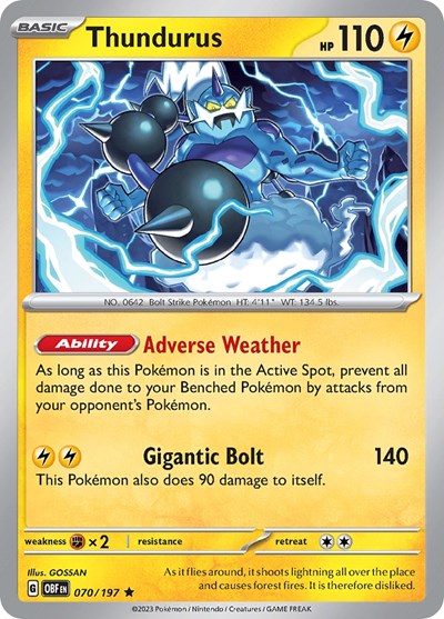 Thundurus (Scarlet and  Violet: Obsidian Flames) Light Play Reverse Holofoil