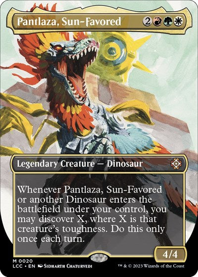 Pantlaza, Sun-Favored (Borderless) (Commander: The Lost Caverns of Ixalan) Light Play