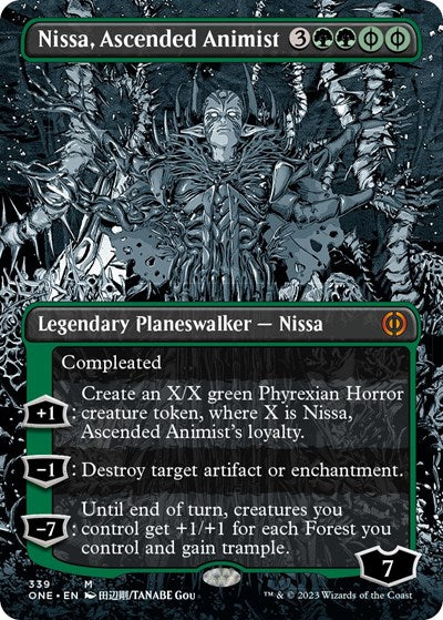 Nissa, Ascended Animist (Borderless) (Phyrexia: All Will Be One) Light Play