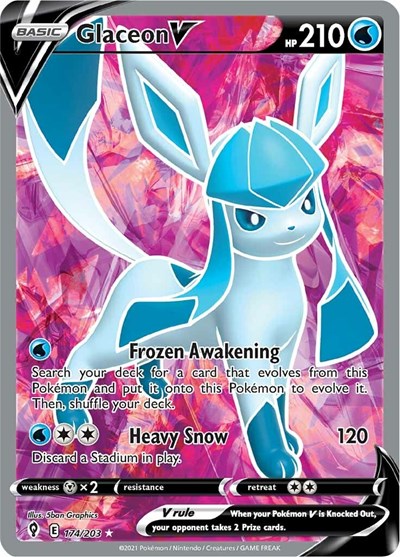 Glaceon V (Full Art) (SWSH07: Evolving Skies) Light Play Holofoil