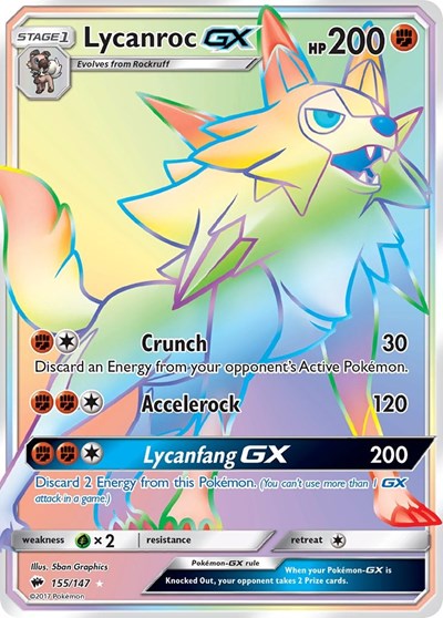 Lycanroc GX (Secret) (SM - Burning Shadows) Medium Play Holofoil