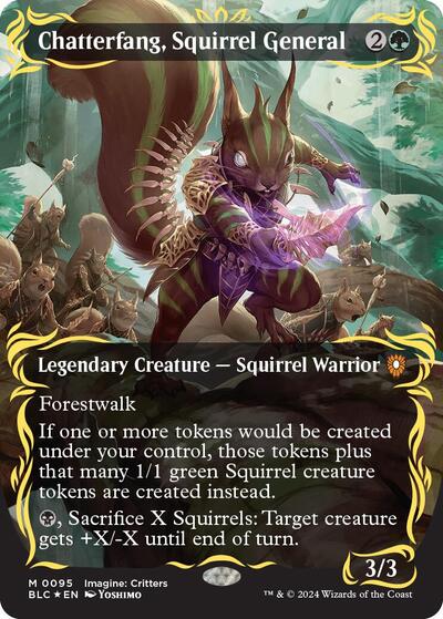 Chatterfang, Squirrel General (Borderless) (Raised Foil) (Commander: Bloomburrow) Light Play Foil