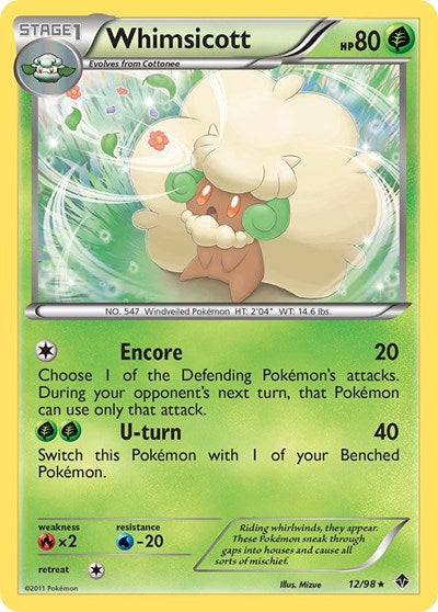 Whimsicott (12) (Emerging Powers) Light Play Reverse Holofoil