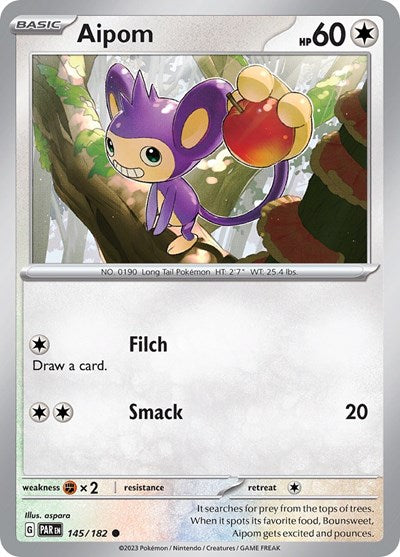 Aipom - 145 (Scarlet and Violet: Paradox Rift) Light Play Reverse Holofoil