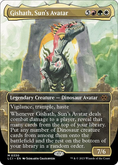 Gishath, Sun's Avatar (Borderless) (The Lost Caverns of Ixalan) Light Play