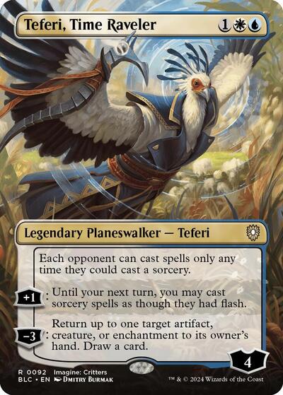 Teferi, Time Raveler (Borderless) (Commander: Bloomburrow) Light Play Foil