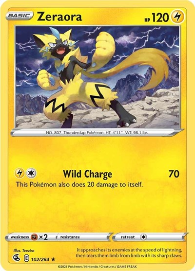 Zeraora (SWSH08: Fusion Strike) Light Play Reverse Holofoil