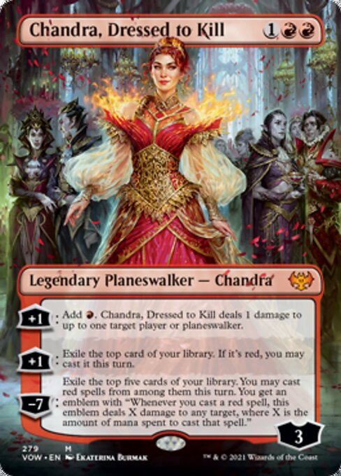 Chandra, Dressed to Kill (Borderless) (Innistrad: Crimson Vow) Light Play Foil