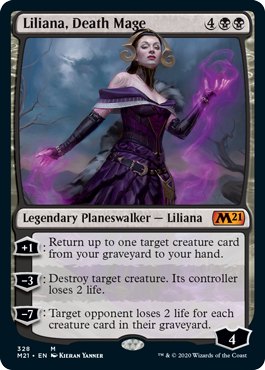 Liliana, Death Mage (Magic 2021 Core Set) Light Play Foil