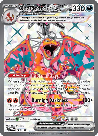 Charizard ex - 215 (Scarlet and  Violet: Obsidian Flames) Light Play Holofoil