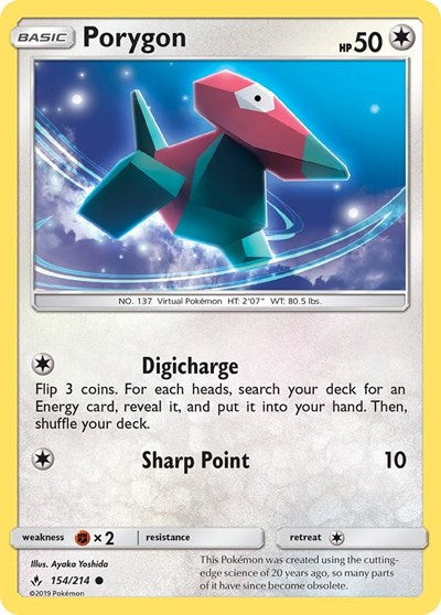 Porygon (154) (SM - Unbroken Bonds) Medium Play Reverse Holofoil