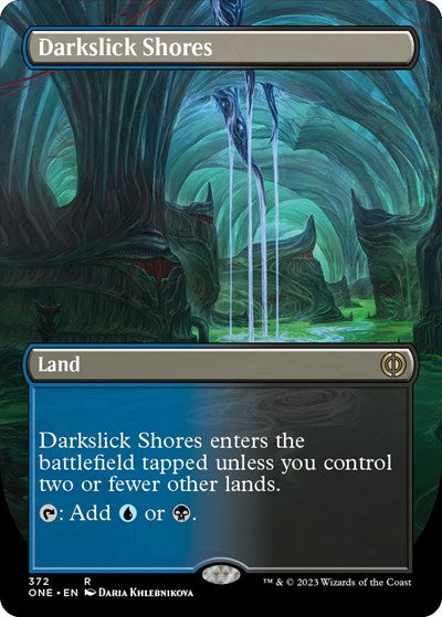 Darkslick Shores (Borderless) (Phyrexia: All Will Be One) Light Play Foil