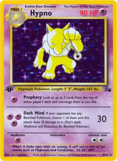 Hypno (8) (Fossil) Light Play Holofoil Unlimited