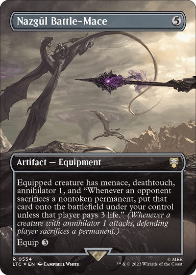 Nazgul Battle-Mace (Borderless) (Surge Foil) (Commander: The Lord of the Rings: Tales of Middle-earth) Light Play Foil