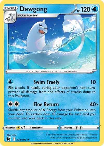 Dewgong (SWSH11: Lost Origin) Light Play Reverse Holofoil