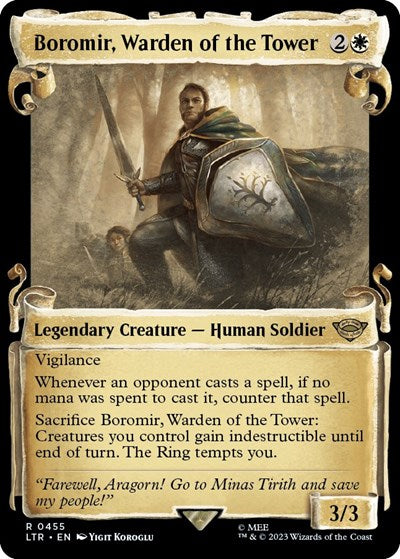 Boromir, Warden of the Tower (Showcase Scrolls) (Universes Beyond: The Lord of the Rings: Tales of Middle-earth) Light Play Foil