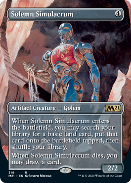 Solemn Simulacrum (Borderless) (Alternate Art) (Magic 2021 Core Set) Light Play Foil