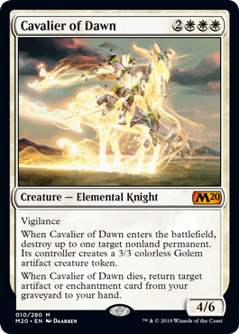 Cavalier of Dawn (Magic 2020 Core Set) Light Play