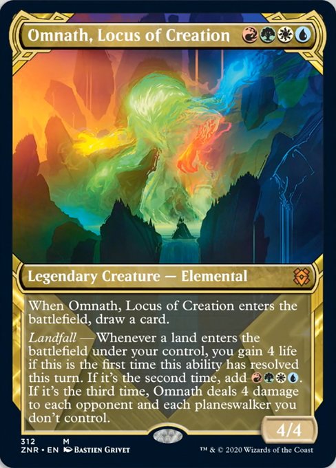 Omnath, Locus of Creation (Showcase) (Zendikar Rising) Light Play