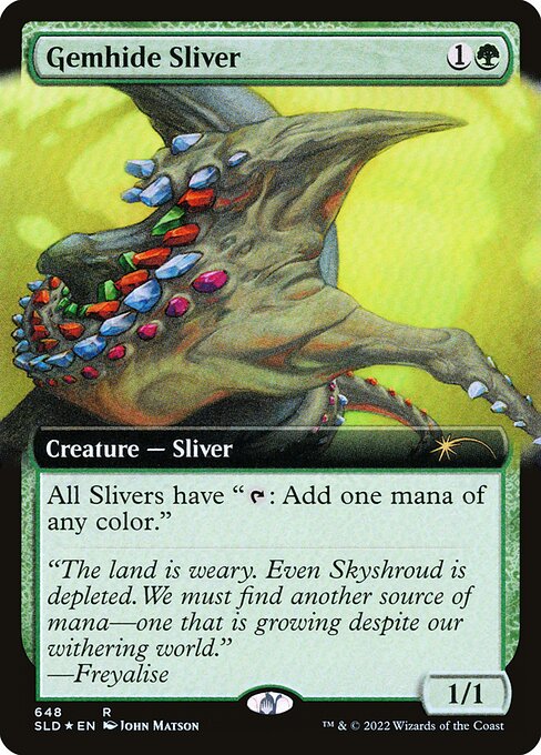 Gemhide Sliver (Extended Art) (Secret Lair) Light Play Foil