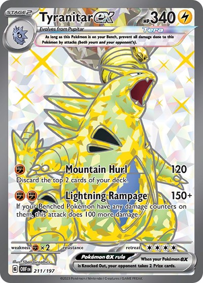 Tyranitar ex - 211 (Scarlet and  Violet: Obsidian Flames) Light Play Holofoil