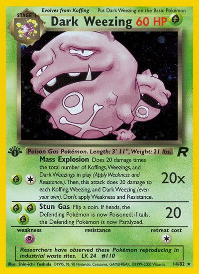 Dark Weezing (14) (Team Rocket) Light Play Holofoil Unlimited