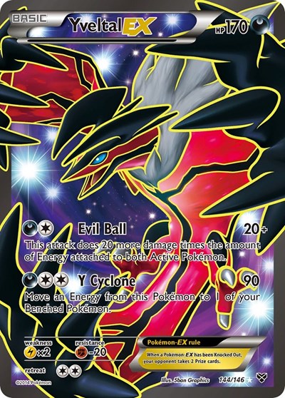 Yveltal EX (144 Full Art) (XY Base Set) Light Play Holofoil