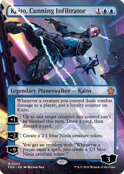 Kaito, Cunning Infiltrator (Borderless) (Foundations) Light Play