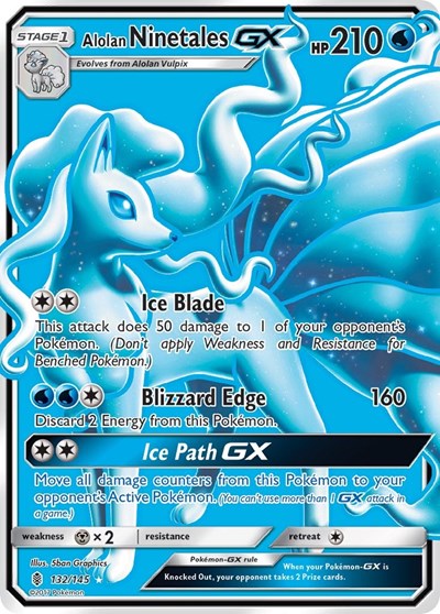 Alolan Ninetales GX (Full Art) (SM - Guardians Rising) Light Play Holofoil