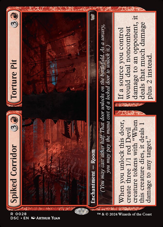 Spiked Corridor / Tortured Pit (Commander: Duskmourn: House of Horror) Light Play